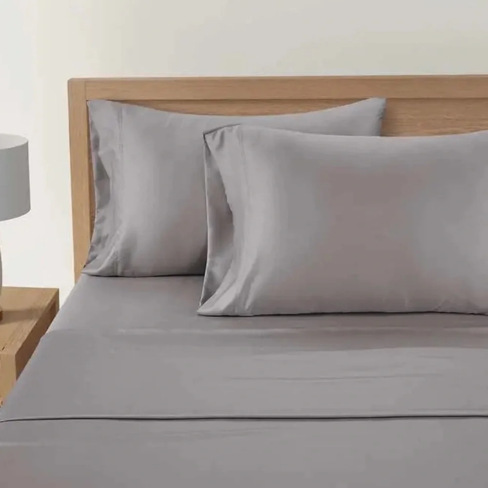 NWT Pure Earth Sheet Set Gray Solid 4 Piece 300 Thread Count Queen Sheet…